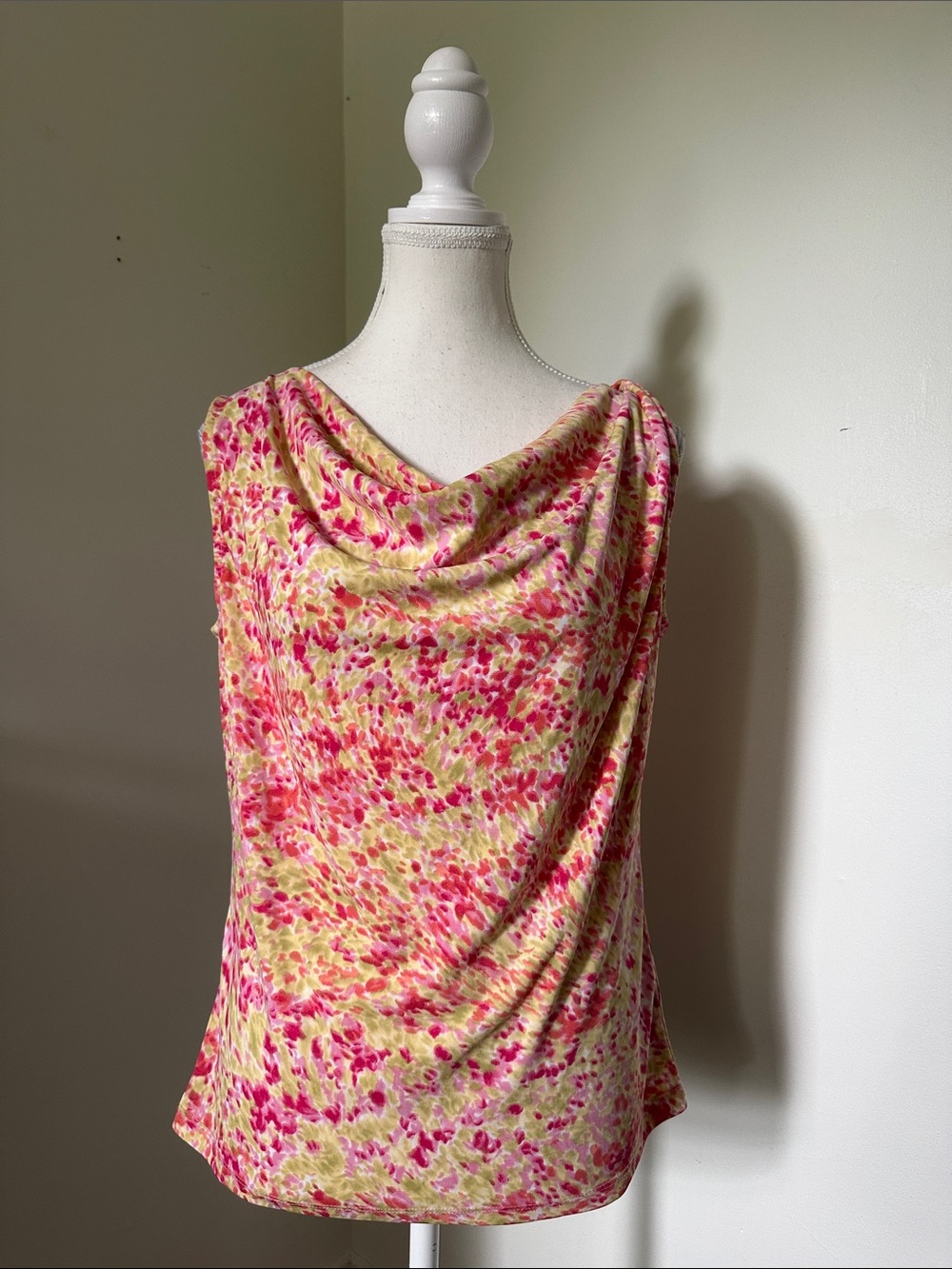 JONES NEW YORK Spring Patterned Cowl Neck Twisted Strap Tank Top Petite Large